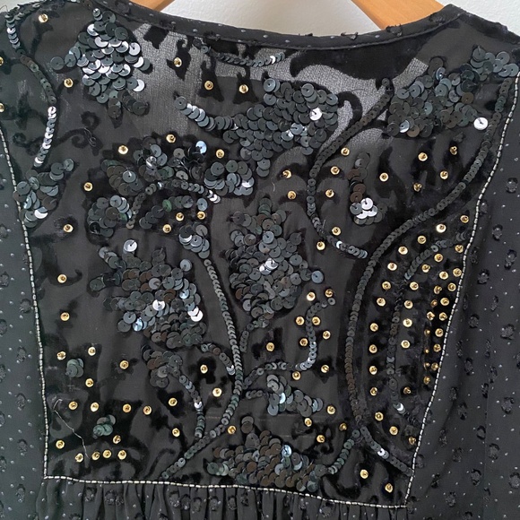 Zara Plumentis Bolero Sequin Dot Mesh Tasseled Black Party Jacket 5107/070 Sz XS - Picture 6 of 14